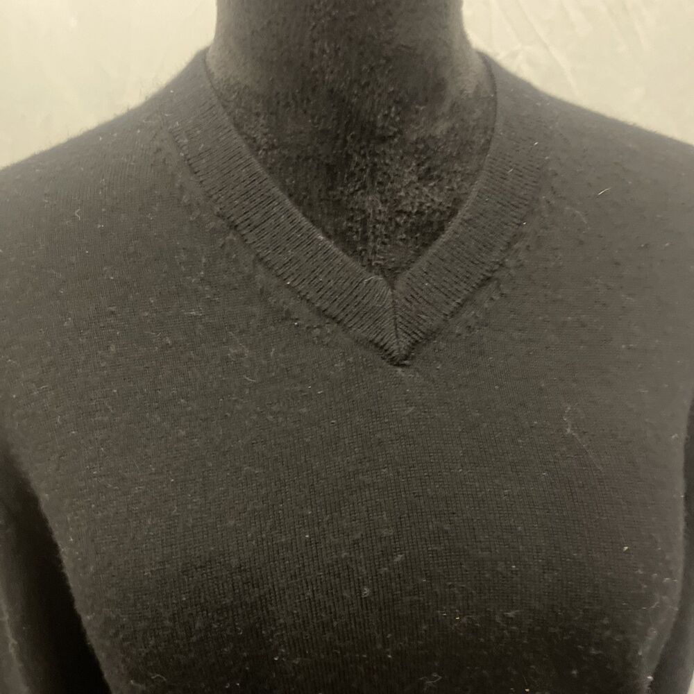 Express Womens 100% Merino Wool Sweater M Black V Neck Fine Knit Pullover - Picture 2 of 9